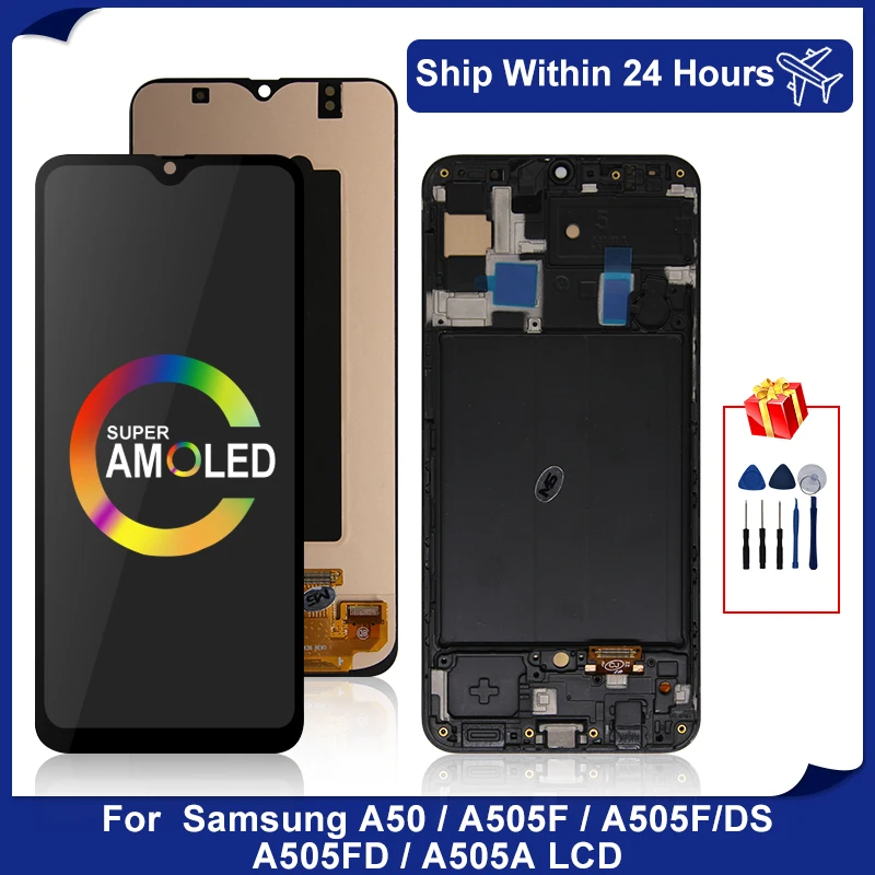 Super Amoled For Samsung Galaxy A50 LCD Display A505F SM-A505FN/DS Touch Screen Digitizer For Samsung A50 LCD A505F/DS Display