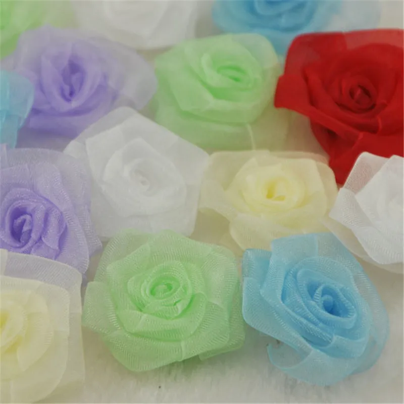 Upick 30 pcs Organza Flowers Rose Appliques Crafts Wedding Sewing Decorations B70