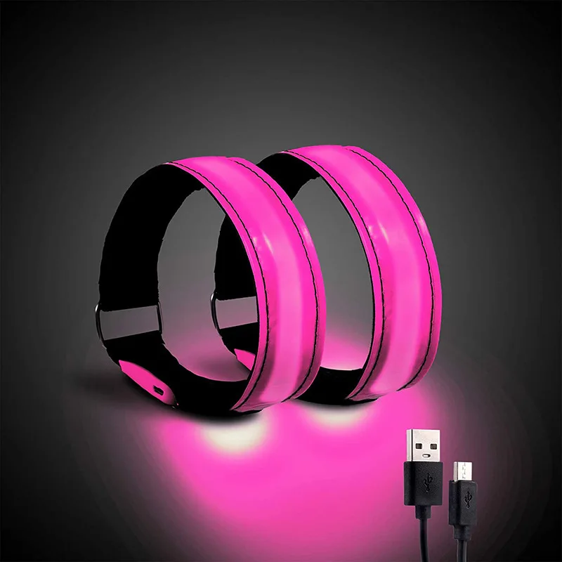 USB Charging Armband LED Luminous Night Running Adjustable Safety Reflective Belt Outdoor Cycling Night Signal Colors