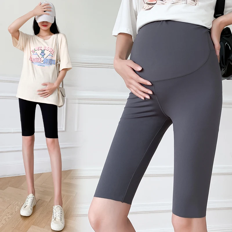 

Seamless Stretchy Maternity Yogic Shorts Women's Yoga Over The Belly Bump Workout Active Short Pants Skinny