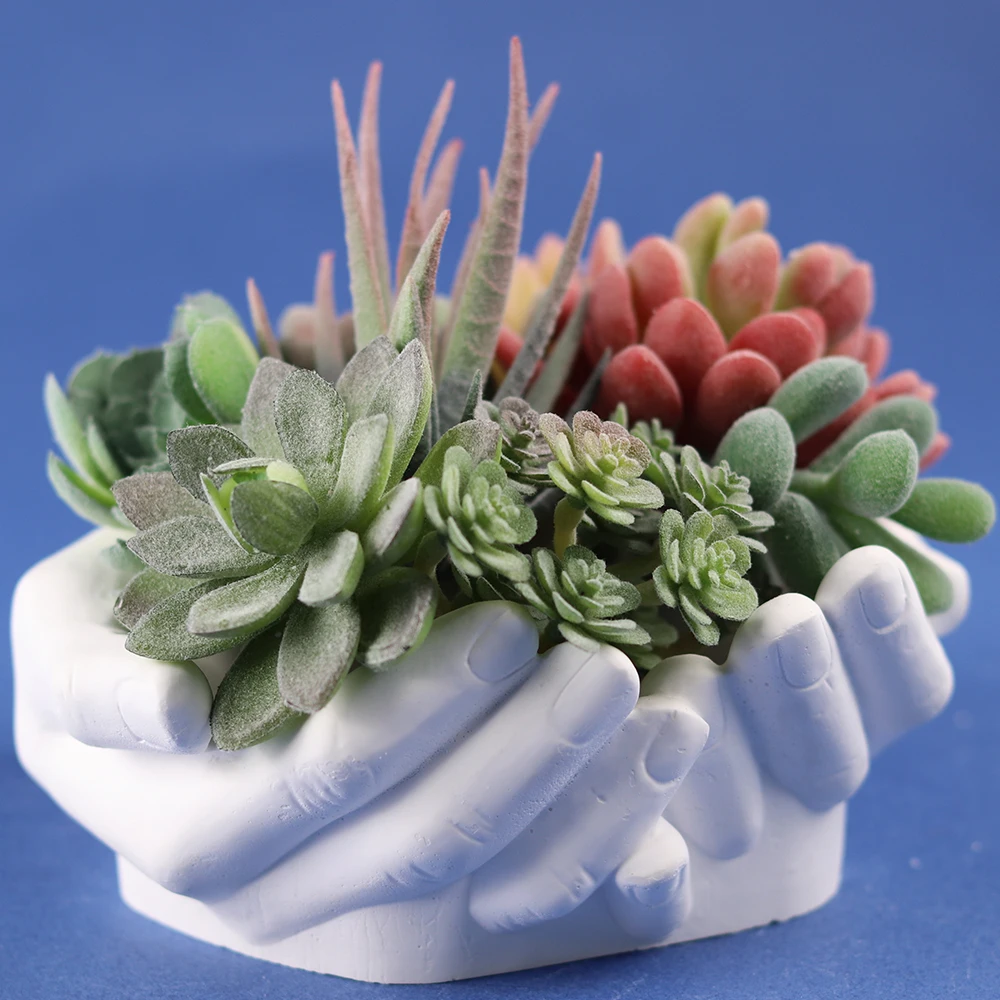 DIY Concrete Silicone Two-hand Pot Mold Succulent Flowerpot Clay Cement Plaster Molds DIY Home Garden Creative Flower Pots Mould