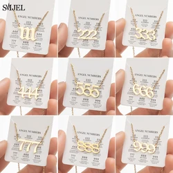 111 222 333 555 666 777 888 999 444 Necklaces for Women Men Stainless Steel Angel Number Necklace Wish Card Custom Jewelry Gifts