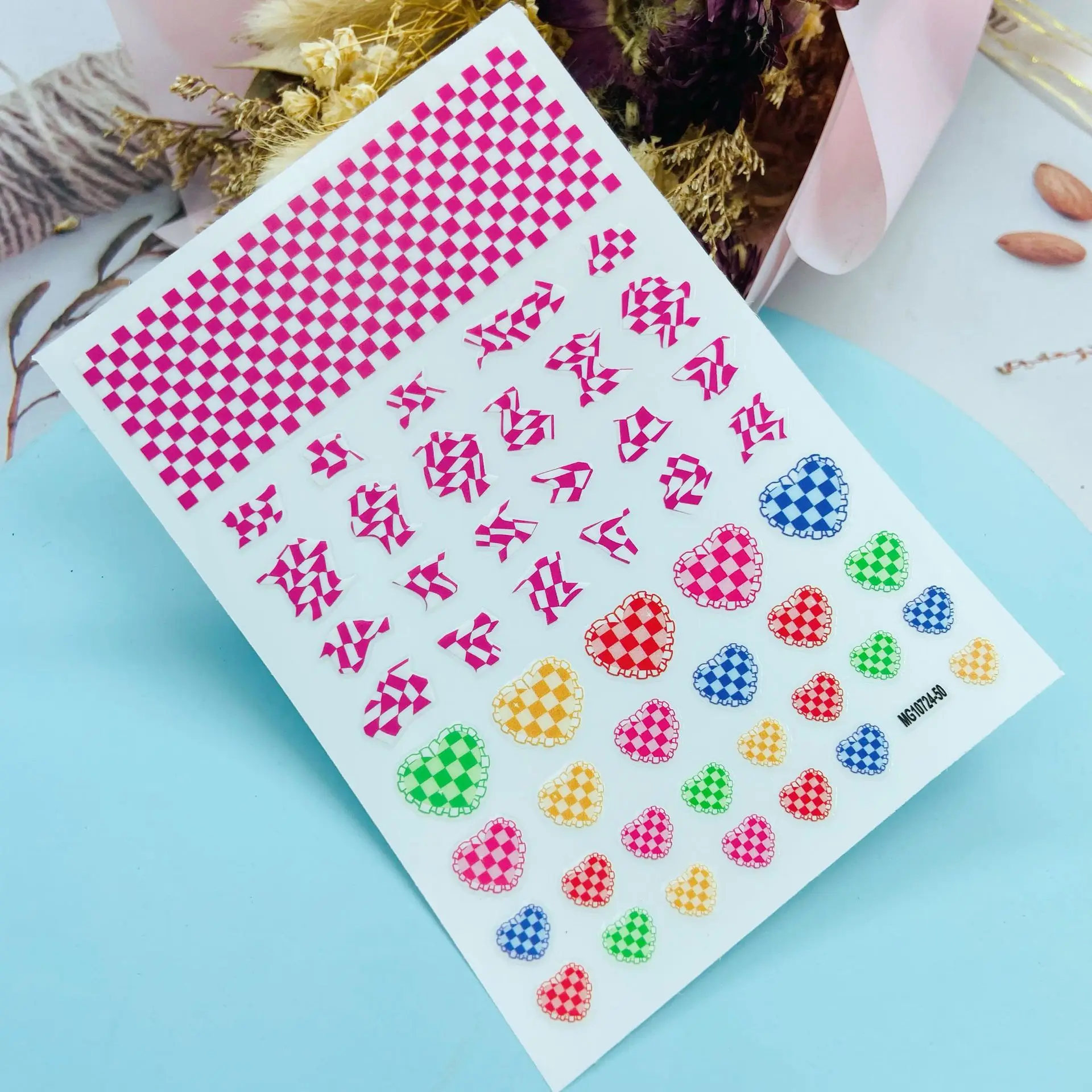 Japanse Stijl Mode Nieuwe Aankomst 3d Diy Nail Stickers Dunne Licht Traceless Clored Plaid Droog Nail Decals Manicure Nail Folies