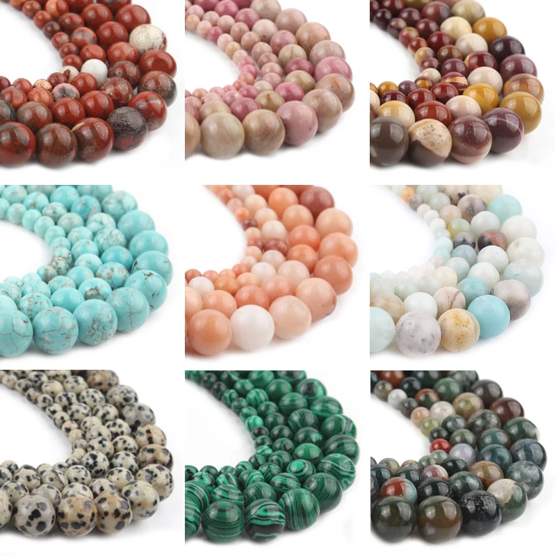 2-8mm Natural Stone Beads 21 Style Rhodonite Mookatite Jades Agates Round Mineral Beads for Jewelry Making DIY Bracelet 15''