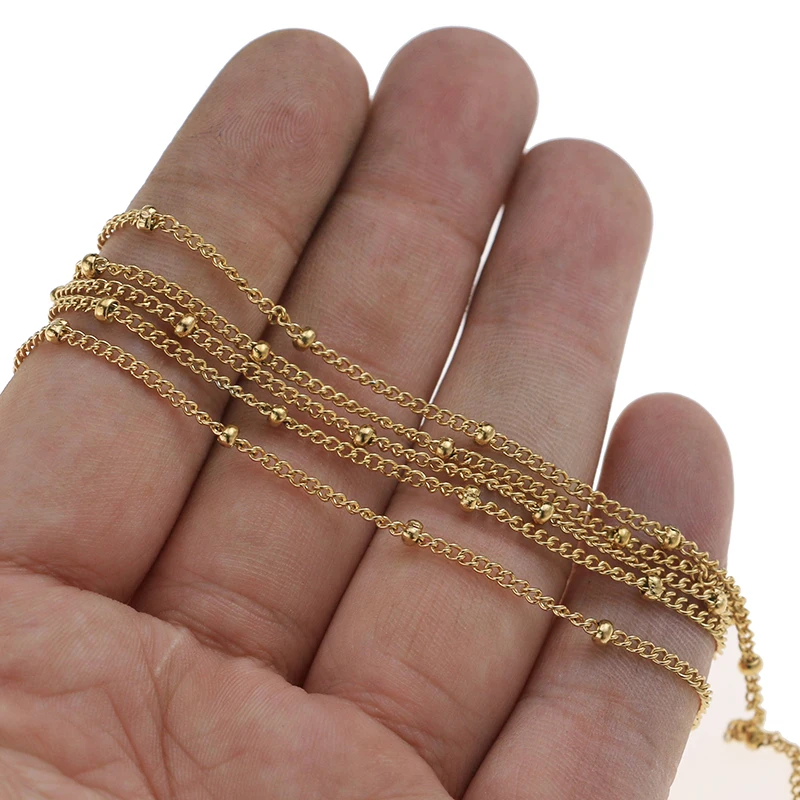 2 Meters Stainless Steel Tube Beaded Cable Link Clip Beads  Chain  for DIY Anklet Necklaces Bracelet Jewelry Making Supplies