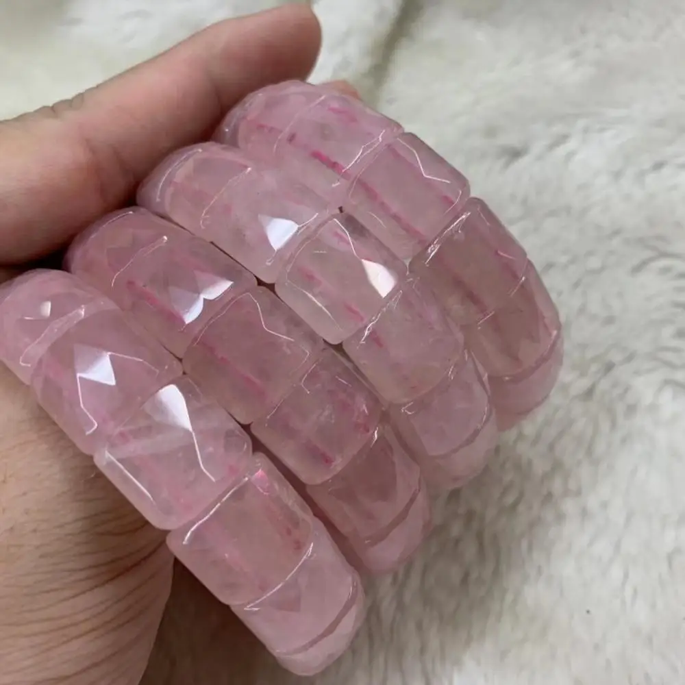 rose quartz stone beads bracelet natural gemstone jewelry bangle for woman for gift wholesale !