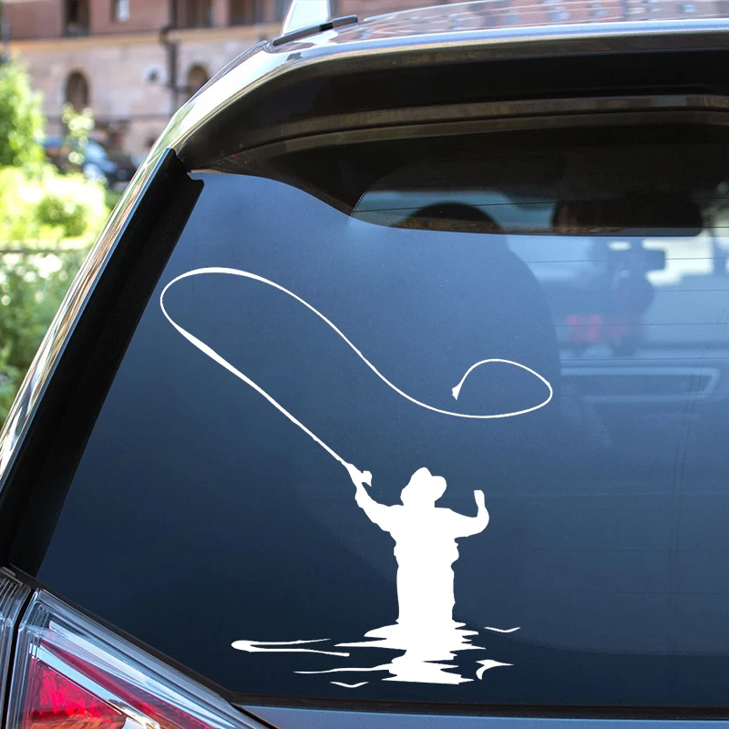 Fly Fishing Die-Cut Vinyl Decal Car Sticker Waterproof Auto Decors on Car Body Bumper Rear Window Laptop Choose Size #S60168