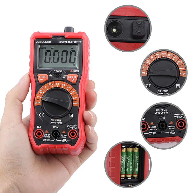 JCD soldering iron kit with Digital multimeter 6000 counts AC/DC voltage meter Flash light solder iron 80W 220V welding tool