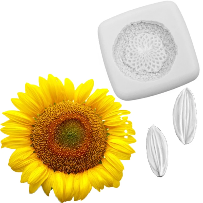 Sunflower Flower Core And Petals Silicone Molds Fondant Cakes Decorating Mold Sugarcraft Chocolate Baking Tool For Cake Gumpaste