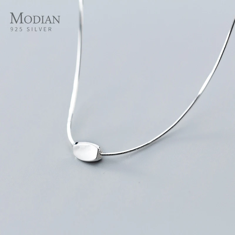 Modian New Classic Irregular Square 925 Sterling Silver Simple Pendant for Women Adjustable Link Chain Necklace Fine Jewelry