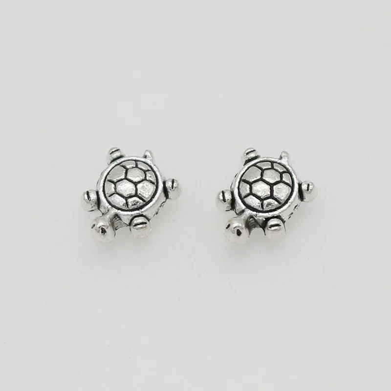 50pcs/lot Retro Antique Silver Small Turtles Loose Beads Cute Animals Zinc Alloy Decoration Charm Spacer Beads DIY Jewelry Make