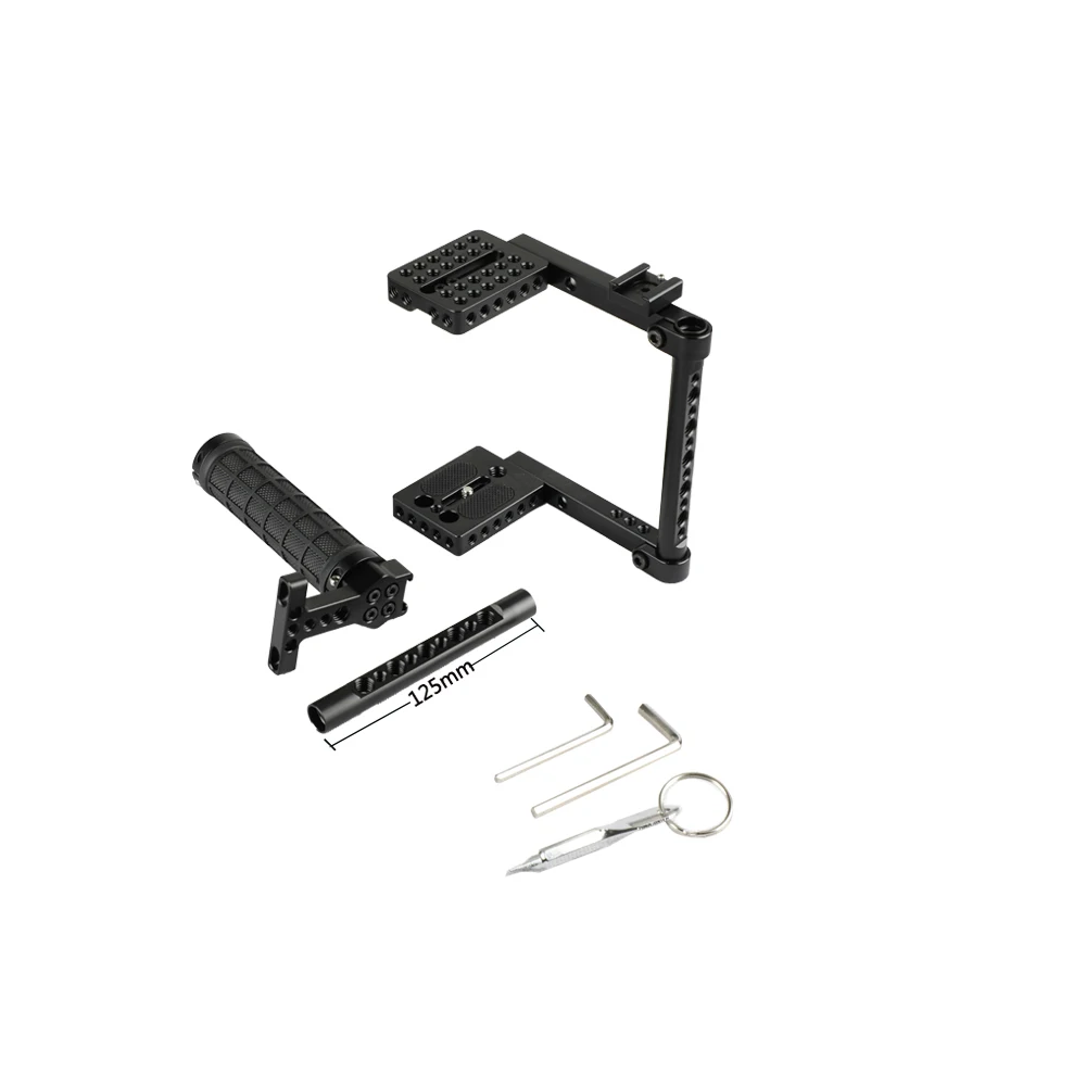HDRIG DSLR Camera Cage Rubber Top Handle 2 Shoe Mounts For Canon 600D 700D 80D For Nikon D3200 Panasonnic GH5