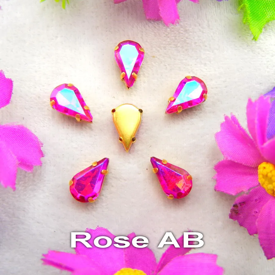 AB Colors Gold Claw Settings 3*6mm 6*10mm 8*13mm Wassertropfen Birnenform Glaskristall Aufnähbare Strassperlen Zubehör DIY – Detail 12