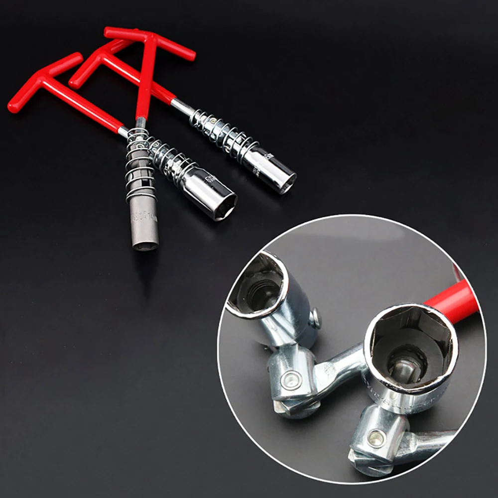 Keyfob plug, T-shaped plug wrench, plug wrench with hinge and elastic band, 14/16/21mm spark plug tool