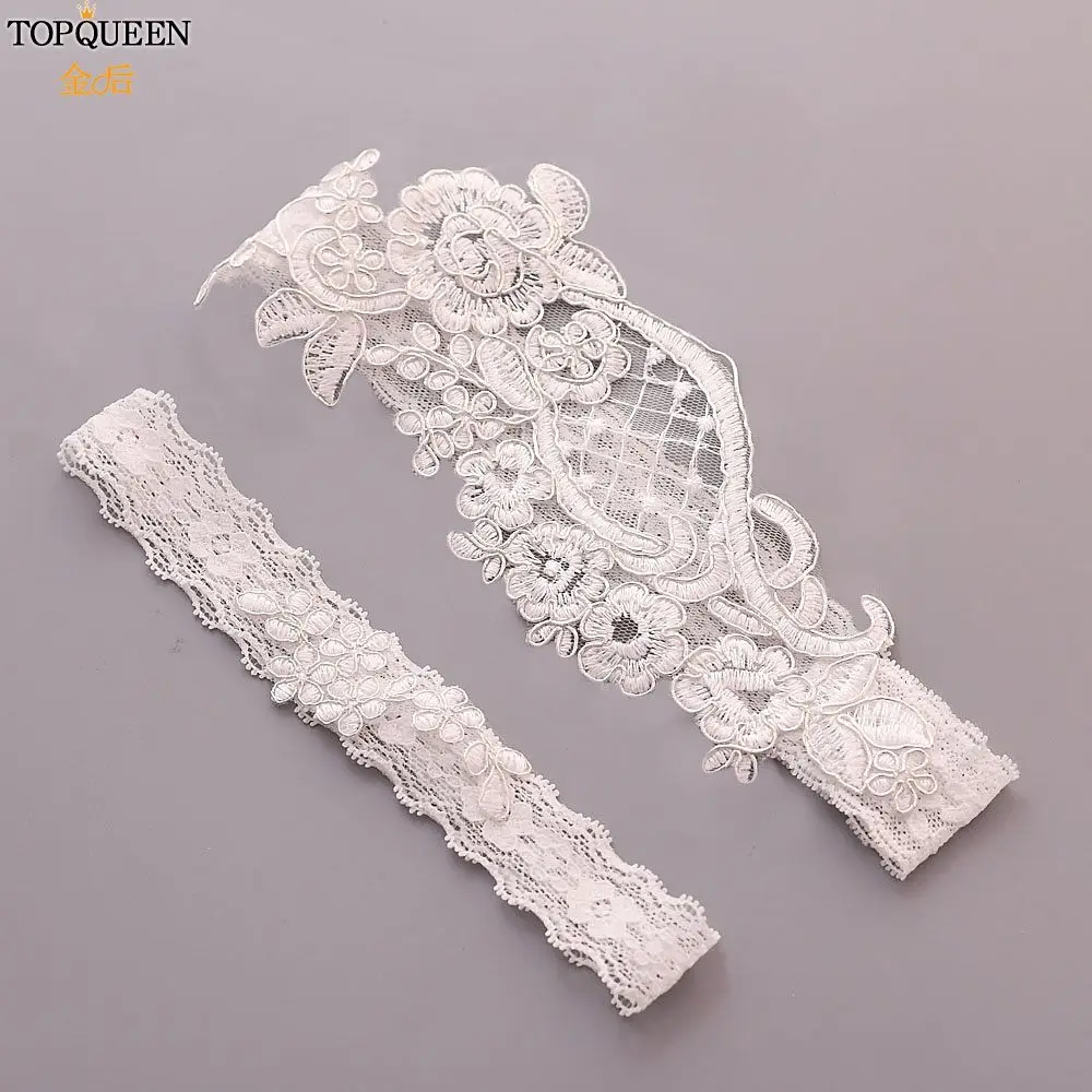 Giarrettiere Sexy floreali del ricamo del pizzo delle giarrettiere di cerimonia nuziale di TOPQUEEN per le donne/giarrettiera nuziale della gamba dell'anello della coscia della sposa 2 pz/set TH03 TH04