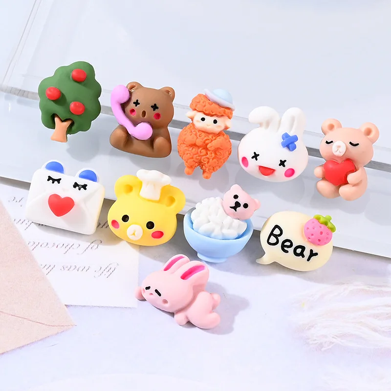 20Pcs Cartoon Lovely Animals Flatback Resin Cabochon For Hair Bow Clips Accessories Scrapbooking for Phone Decoration Craft
