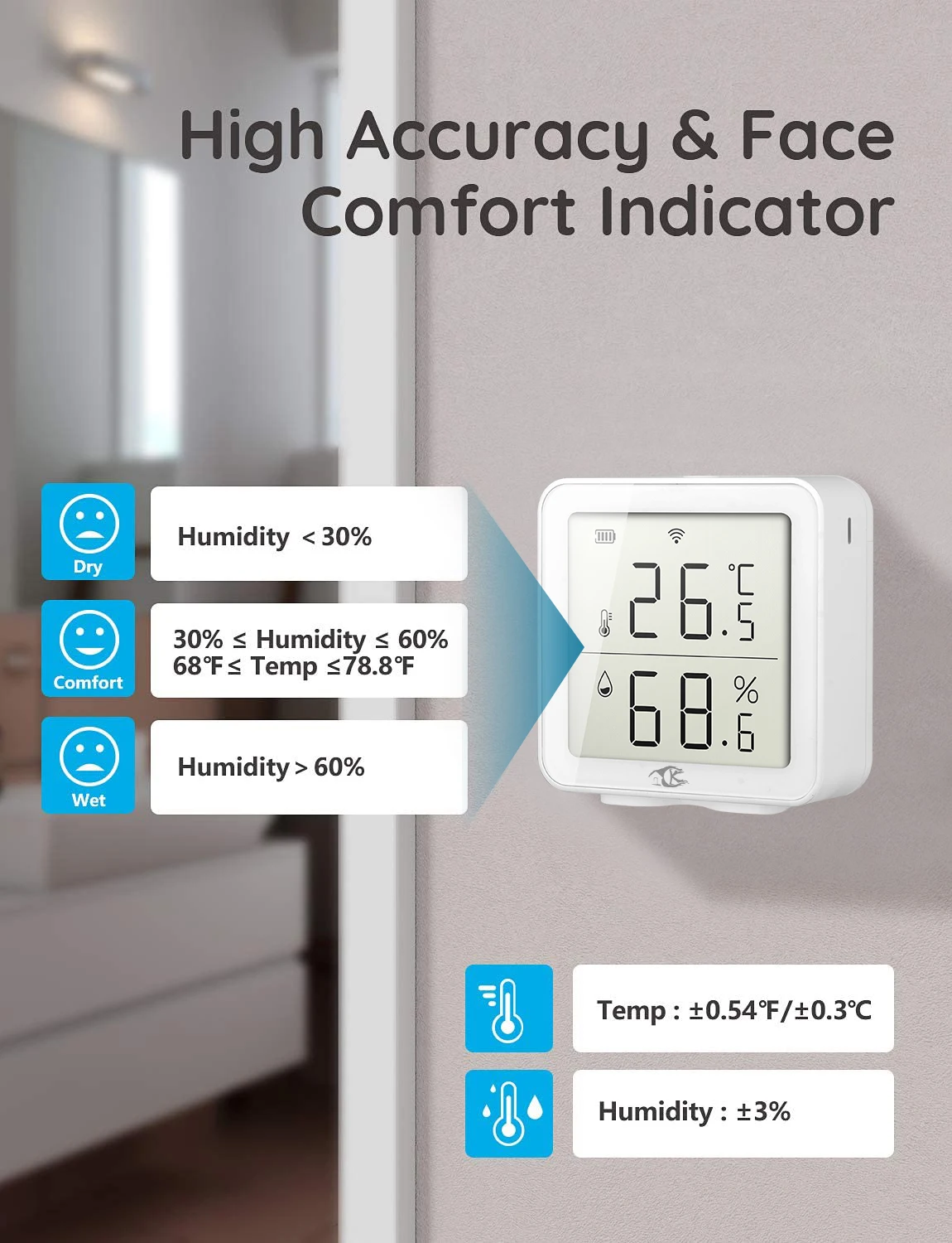 Tuya WiFi Temperatura e Umidade Sensor, Higrômetro Interior, Termômetro, Detector, Controle por Smart Life App, Melhor Design, 2023