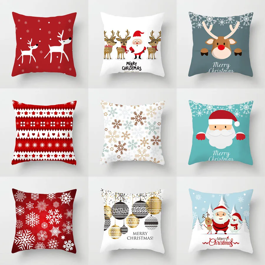 Christmas Pillow Case Cute Cartoon Santa Claus Elk Decorative Pillowcases Christmas Pillow Case Cover Christmas Pillow Case