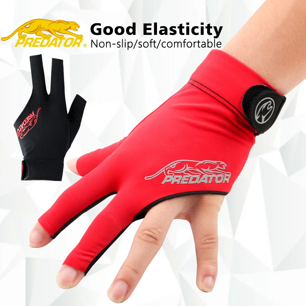 PREDATOR-guantes de billar para hombre y mujer, manoplas cómodas y duraderas, color negro y rojo, accesorios profesionales, 3142