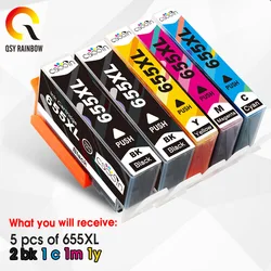 Suministros CMYK de repuesto para impresora hp 655, con chip, para hp Deskjet 3525/4615/4625/5525/6520/6525, 5 uds.