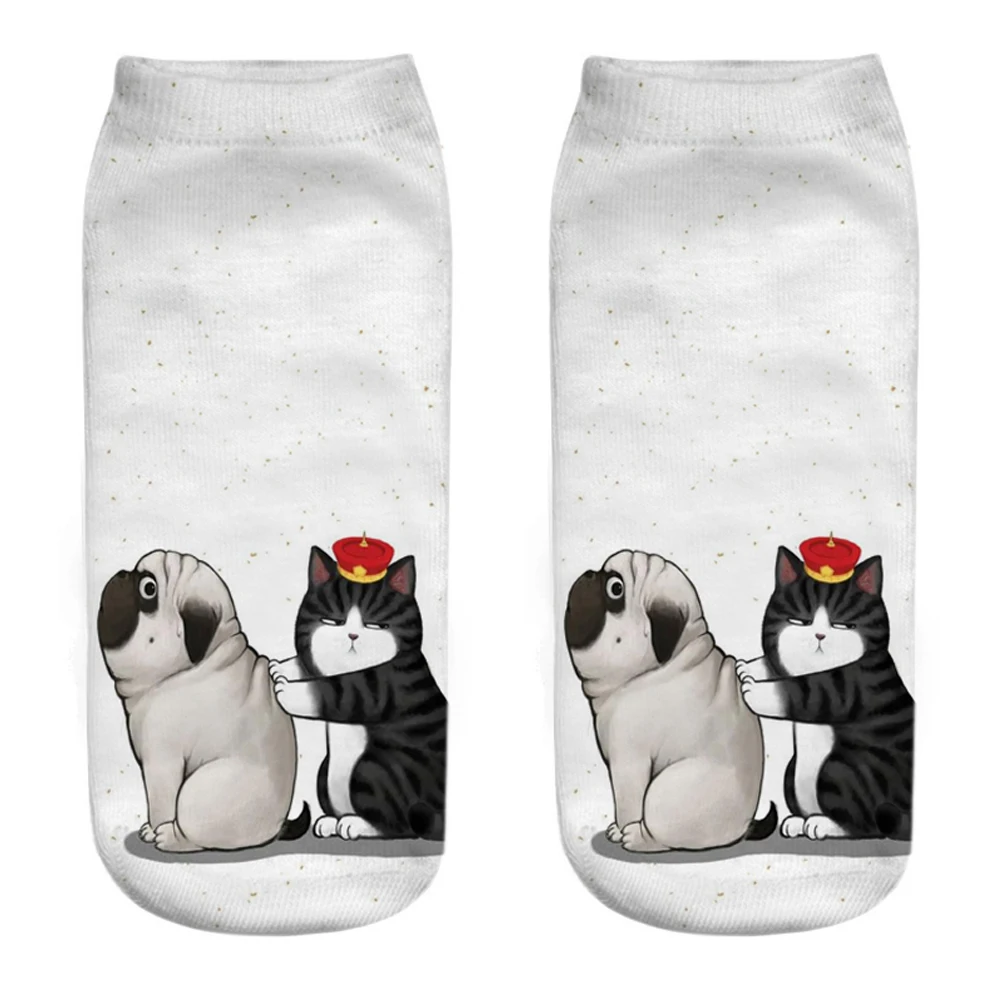 1 paio simpatico cartone animato divertente stampa 3D Happy Love Cat con dio vita quotidiana calzini Unisex creativi orgogliosi Pug Kitten calzini