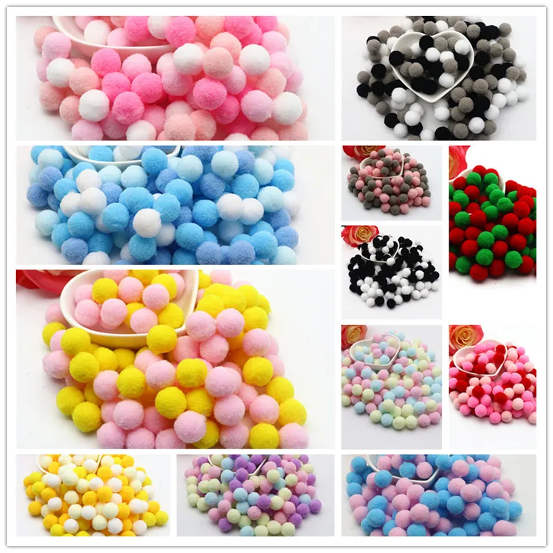 Mixed Color Fluffy Soft PomPom 8Mm 10Mm 15Mm 20Mm 25Mm 30Mm Plush Pom DIY Wedding Decoration Handmade Sewing Supplies Crafts