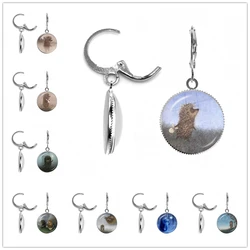 A Pair of Vintage Earrings Hedgehog In The Mist Glass Cabochon Earrings Cute Animal Jewelry Gift