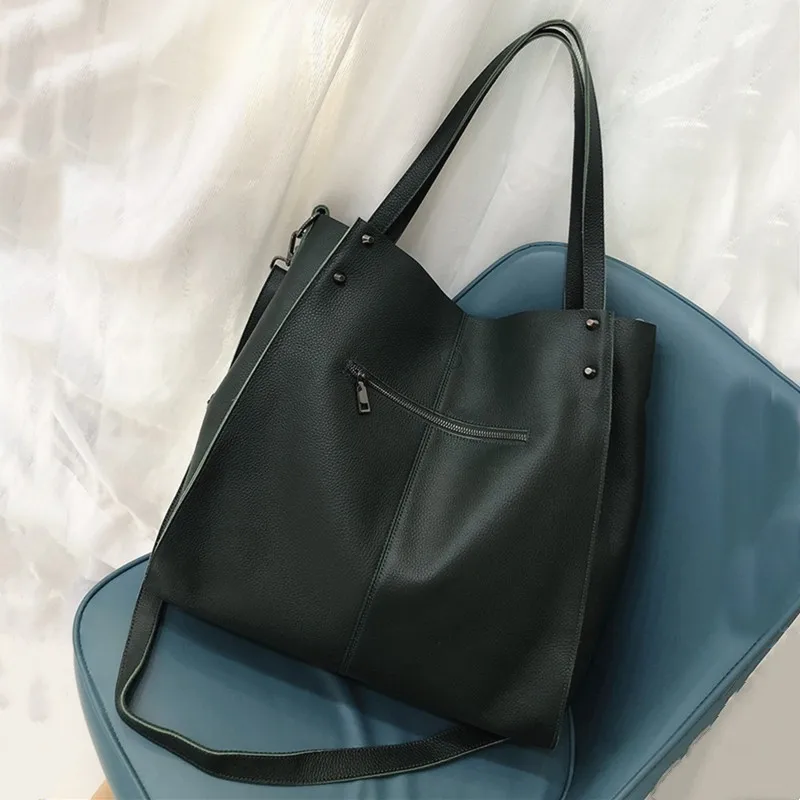 Large Capacity Tote Female Handbags Women Shoulder Bags Soft Genuine Leather Ladies Crossbody Bag Casual High Quality Big Bags