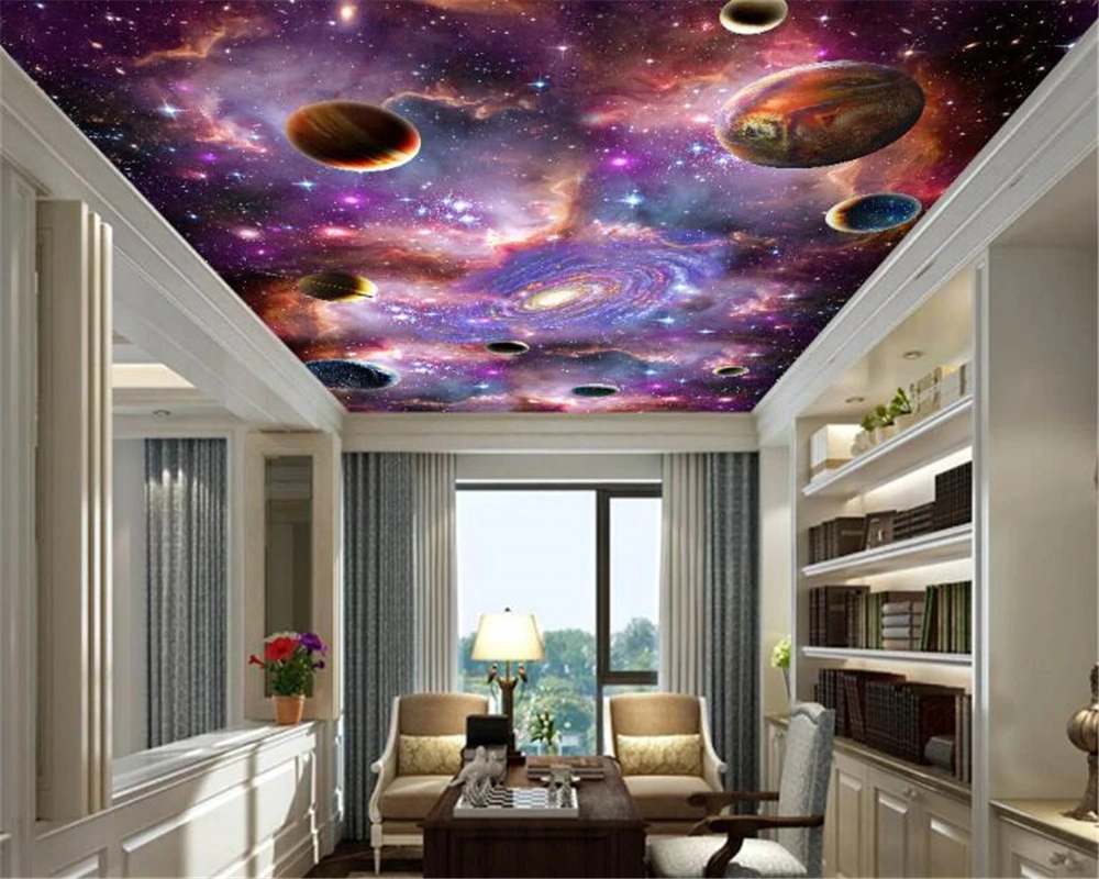 WELLYU High quality fashion personality cosmic stars Galaxy 3D ceiling zenith murals wallpaper papel de parede 3d wallpaper3D