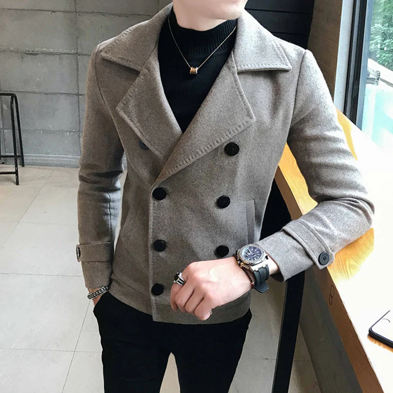 2021 inverno nuovo cappotto in lana tinta unita da uomo giacca a vento da uomo corto di alta qualità Casual Slim Fit cappotto addensare giacche da uomo calde