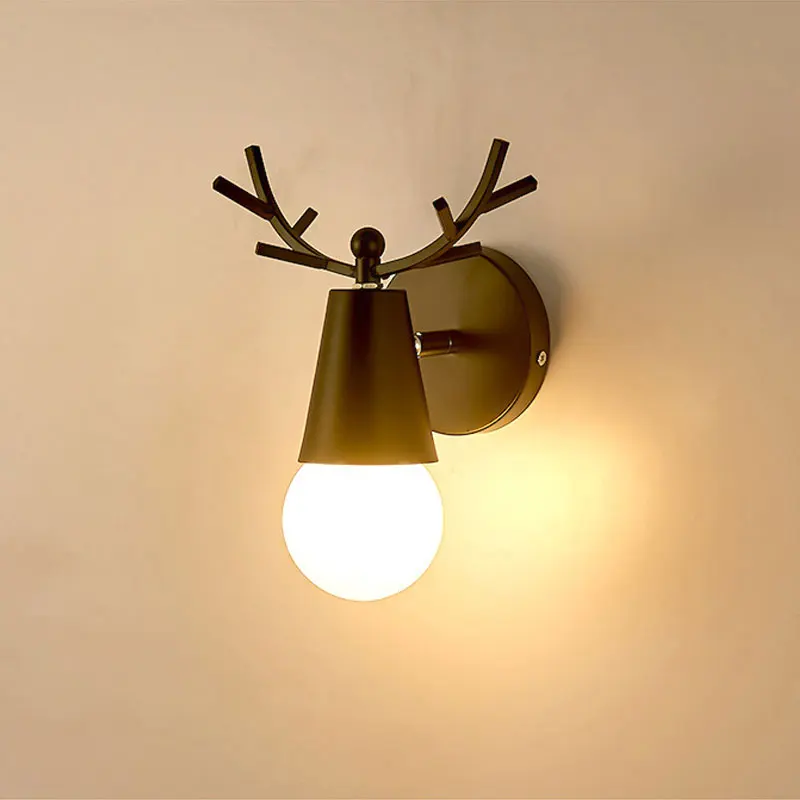 Imagem -04 - Nórdico Antler Lâmpada de Parede Moderna Veado Led Arandela Quarto Cabeceira Luzes Parede para Decoração Casa Espelho Luz Loft Industrial