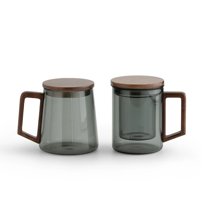 

Glass tea cup with lid filter cup simple large-capacity tea separation cup mug