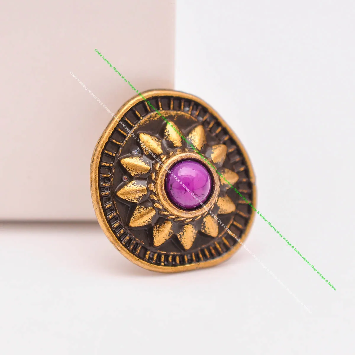 10pcs 19*18mm Vintage Messing Sonnenblume schwarz türkis Conchos Zubehör für DIY Leder Handwerk Gürtel Ledertasche Schlüssel bund Dekor – Detail 14