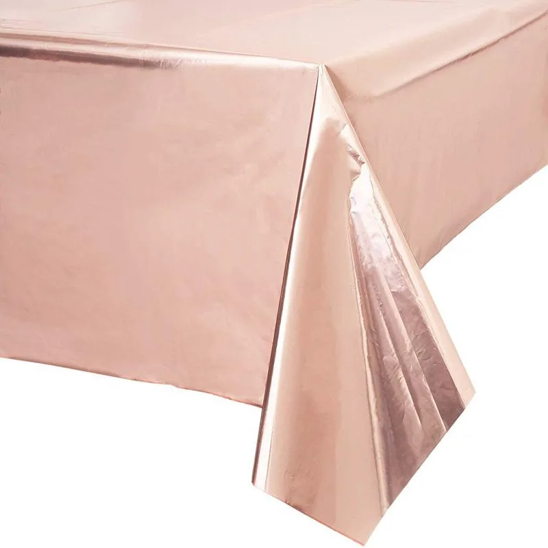 

Rose Gold Foil Tablecloth Table Cover 54 X 108 Inch Plastic Table Decoration for Wedding Birthday Baby Shower Hen Party Supplies