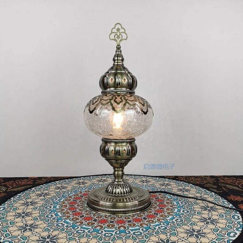Big Size Creative Holiday Retro ice-cracked Table Lamps Clear Turkish Lamp Night Light Bedroom Desk Lighting Home Decoration