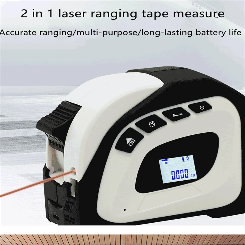 2 in 1 Laser Distance Measure Tape Laser Ruler Range Finder 40M Retractable 5m Tape Measure LCD Digital Display Laser Measuring