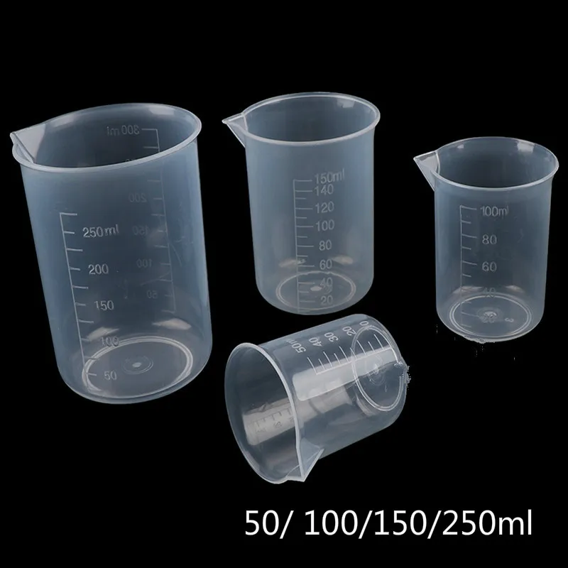 50/100/150/250ml1pcs ogni bicchiere graduato graduato in plastica trasparente becher liquido misurino contenitore liquido piccolo