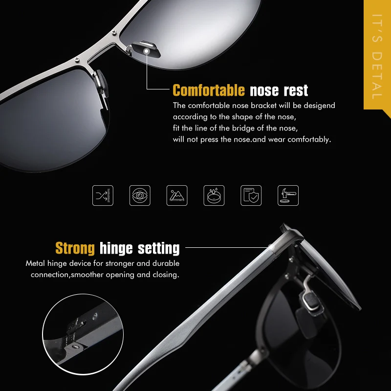 Brand Rimless Intelligent Photochromic Sunglasses Polarized Men Women Anti-Glare Driving Sun Glasses Unisex Chameleon UV400 Lens