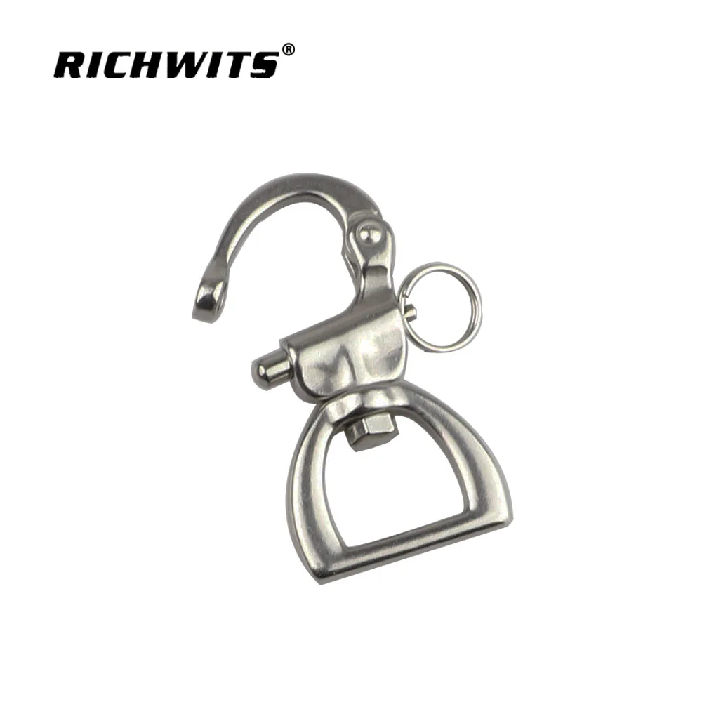 

70MM Rotating Ring Unloading Hook Eye Swivel Shackle Quick Release Wire Rope Lock Chain Connecting Buckle 304 Stainless Steel