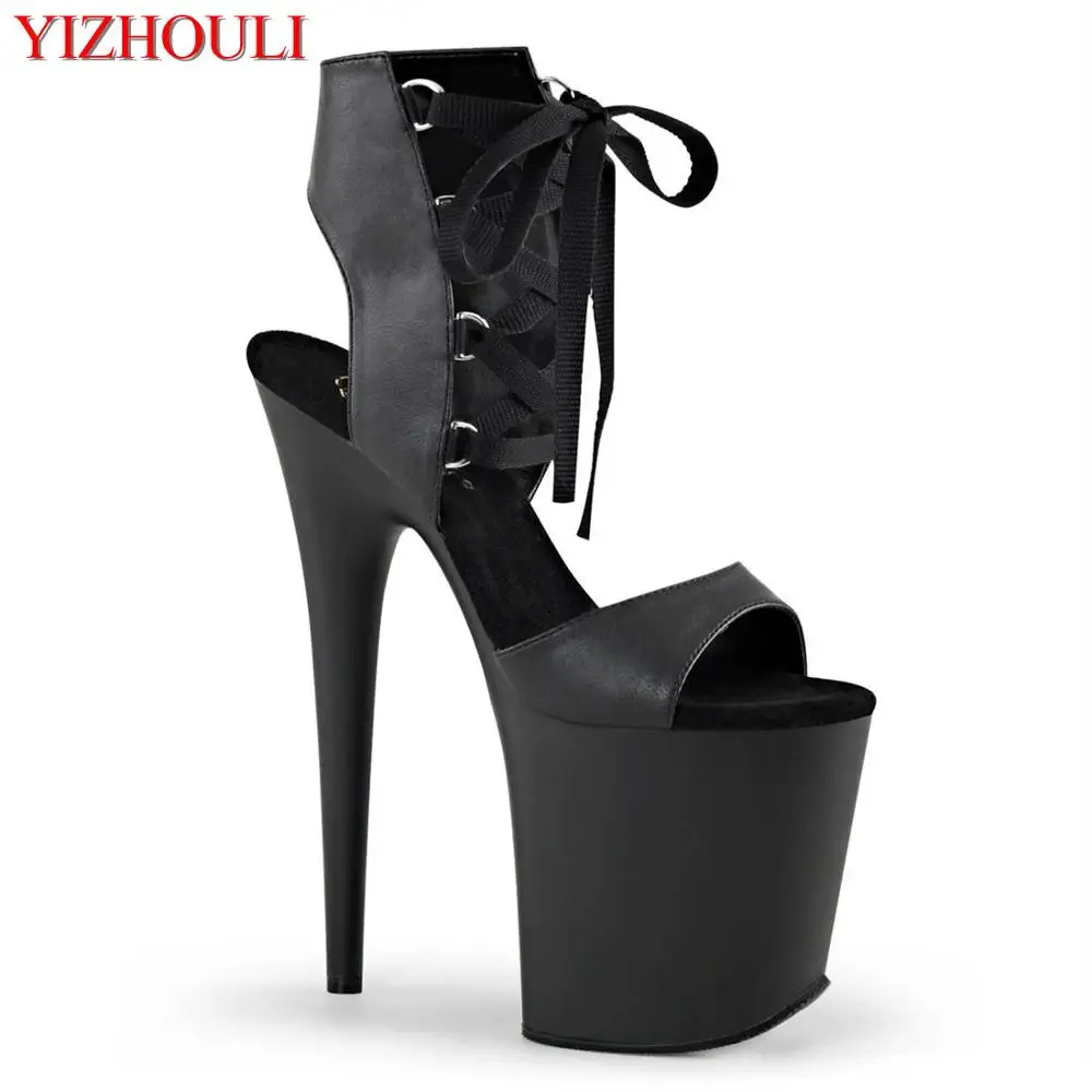 

Models with 8-inch sexy summer ankle boots and matte black uppers use 20cm stilettos for parties and nightclub pole dancing shoe