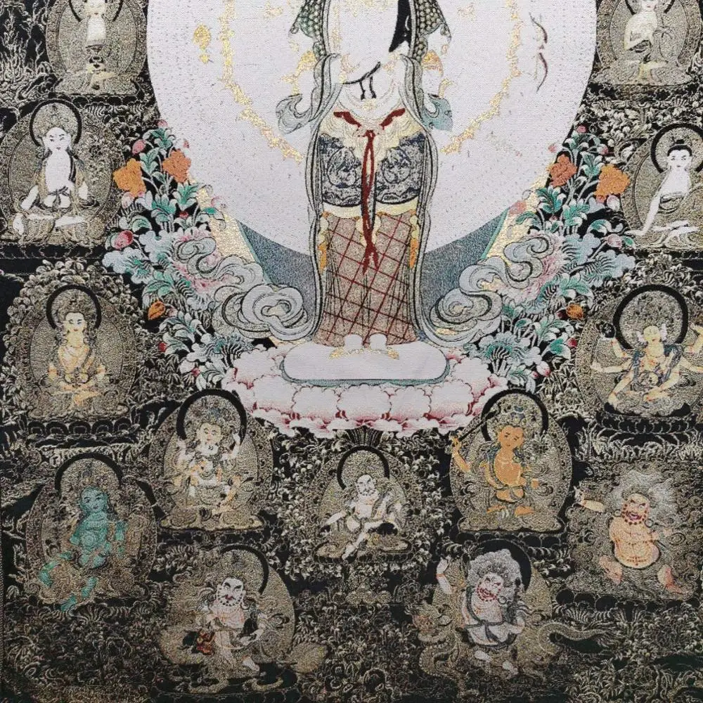 36 inch Tibet Silk embroidery White Tara Compassion Goddess Tangka Thangka Painting Mural