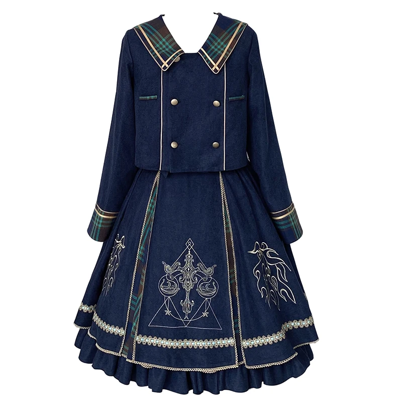 Japanese sweet lolita dress vintage college student style jk uniform high waist princess victorian dress kawaii girl gothic loli