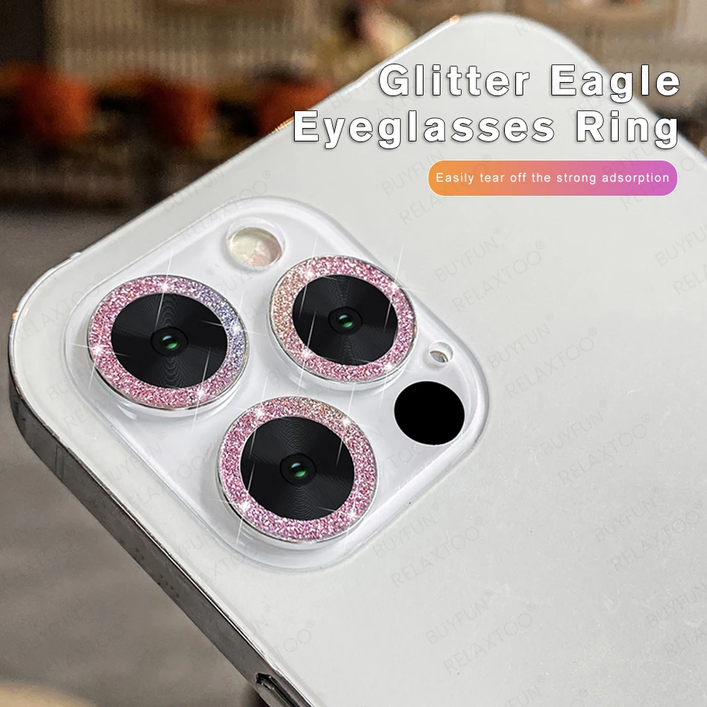 Full Cover Glitter Eagle Eye Glass Ring Camera Protector For Apple iPhone 13Pro Max 13 Pro 13mini 13 6.7