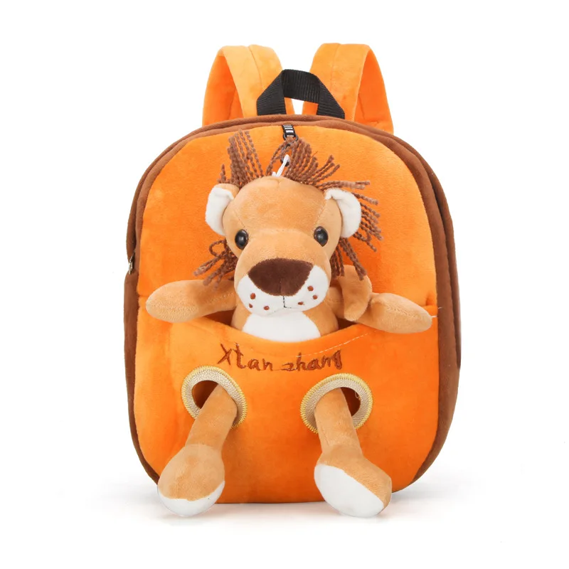 Cartoon Kids Plush Lion Backpacks Baby Toy Schoolbag Student Kindergarten Backpack Cute Children School Bags For Girls Boys