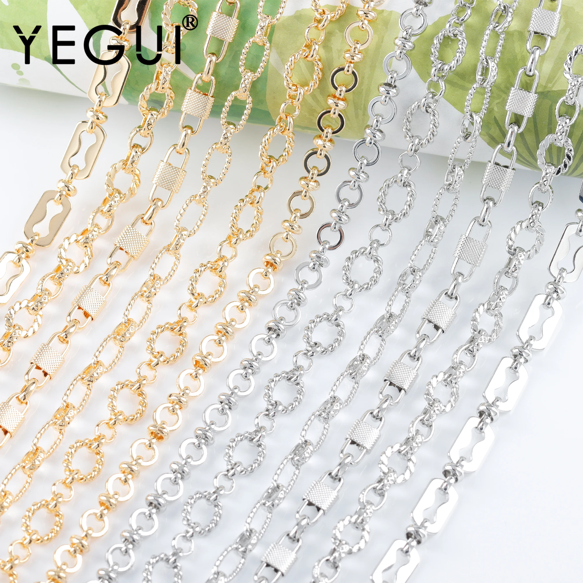 YEGUI C257,diy chain,18k gold plated,copper,rhodium plated,charms,jewelry finding,jewelry making,diy bracelet necklace,1m/lot