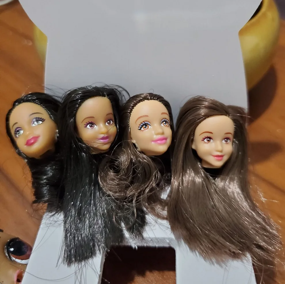 2cm miniature Beautiful girl doll head accessories Long hair short hair Brown Black Wig DIY Make-up toys