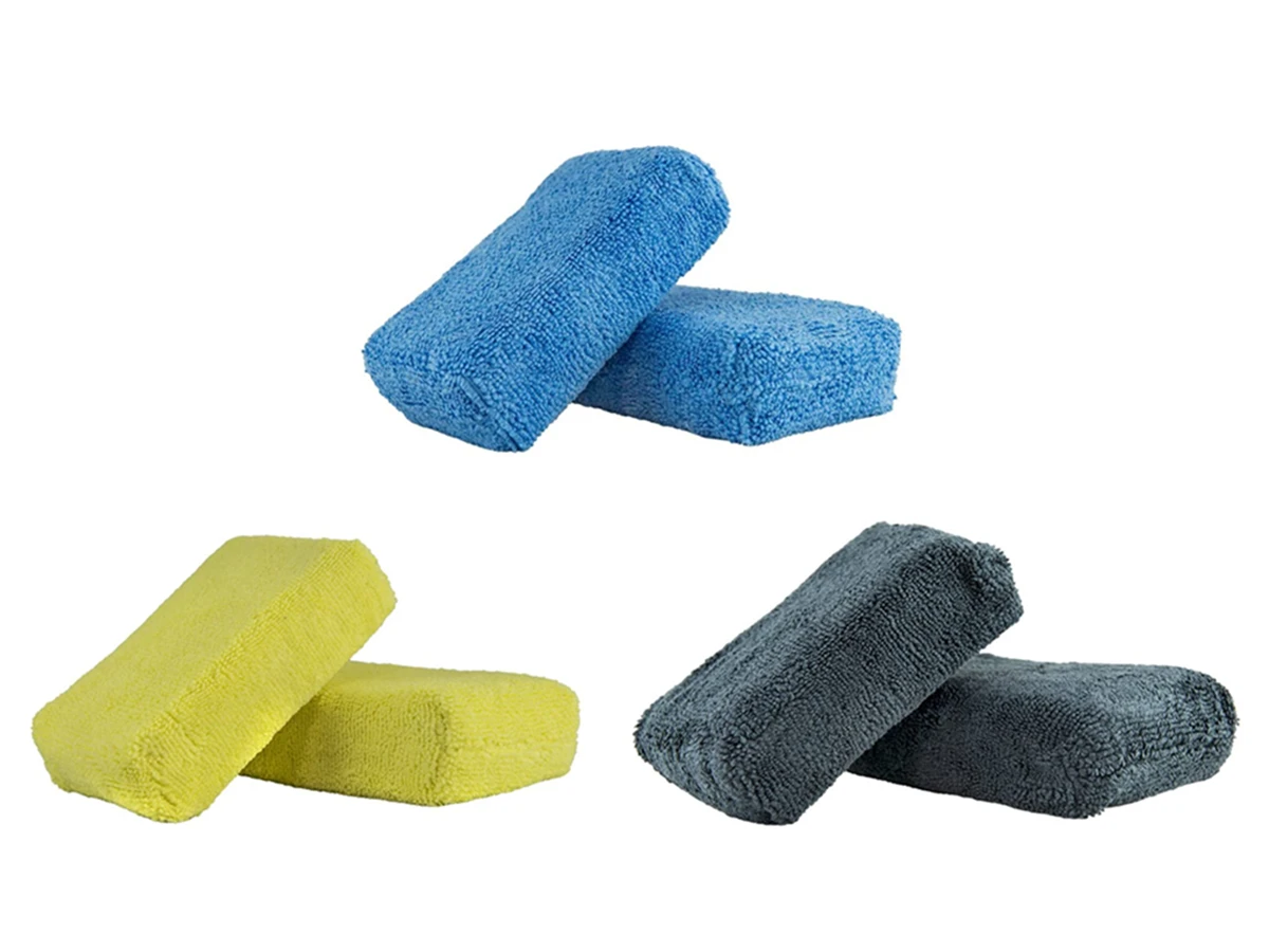 hand waxing sponge Square Microfiber Applicator Car Multipurpose Blue Microfiber Polishing Sponge Car Care Refurbishing Tool