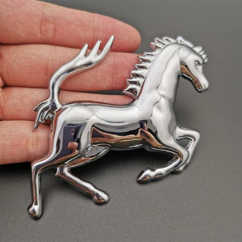 3D Metal Silver Running Horse Emblem Decal Stickers For Car Trunk Fender Window Bumper Body Badge Car Styling Accessories