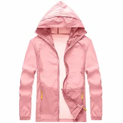 Camping Quick Dry Jacket Men Women Waterproof Rain Sun Protection Clothing Fishing Hunting Clothes Skin Windbreaker with Pocket