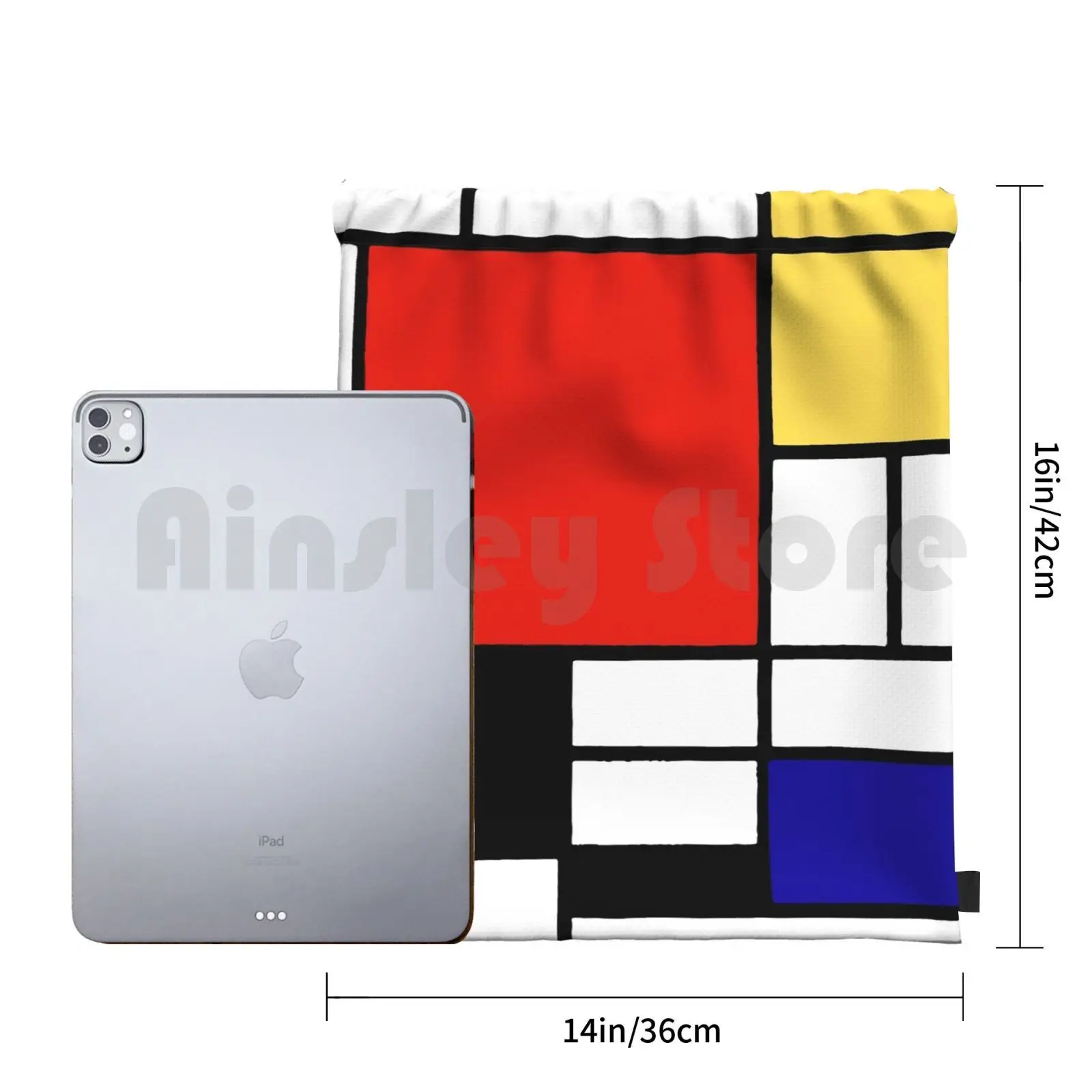 Mondrian Backpack Drawstring Bags Gym Bag Waterproof Mondrian Geometric Primary Colours Artistic Minimalist Colorful